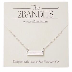 NWT The 2 Bandits Silver Plated Athens Iridescent Bar Pendant Necklace, MSRP $30